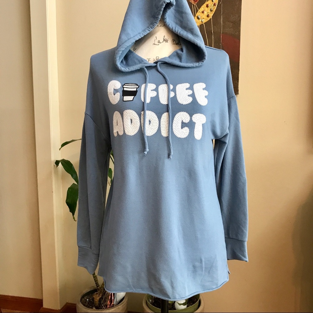 Oversized coffee addict sequined hoodie